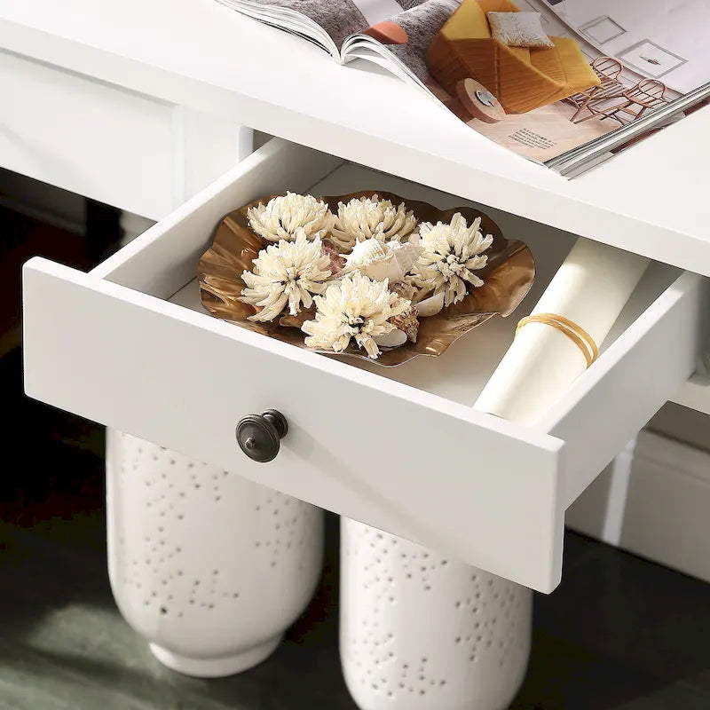 Bureau d'ordinateur à 2 tiroirs avec pieds Helix