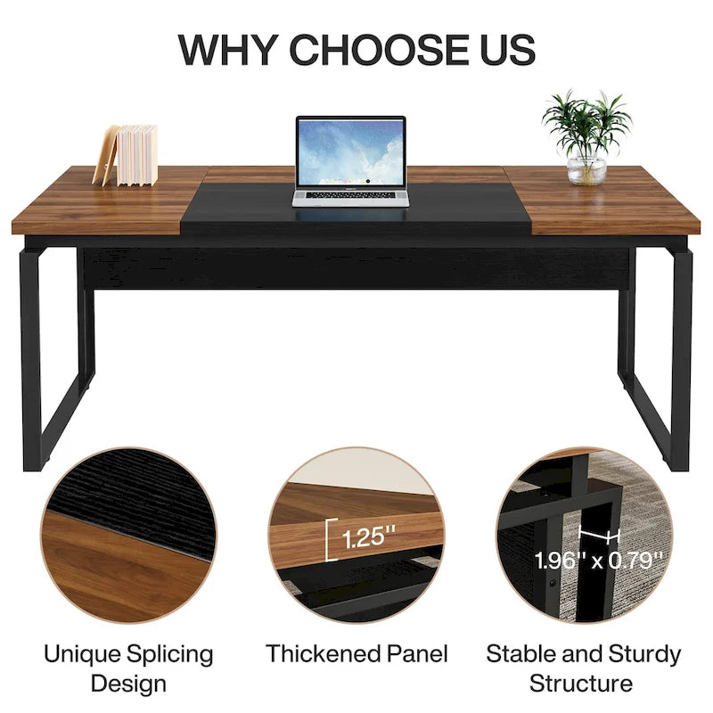 Bureau de direction en L de 63 pouces avec meuble de rangement réversible et tiroirs de rangement