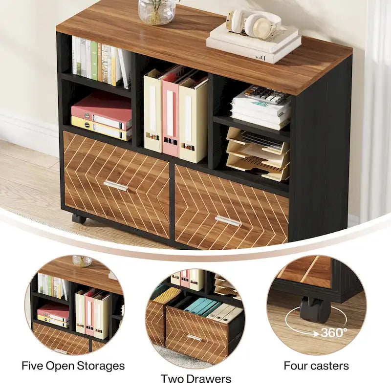 Bureau de direction en L de 63 pouces avec meuble de rangement réversible et tiroirs de rangement