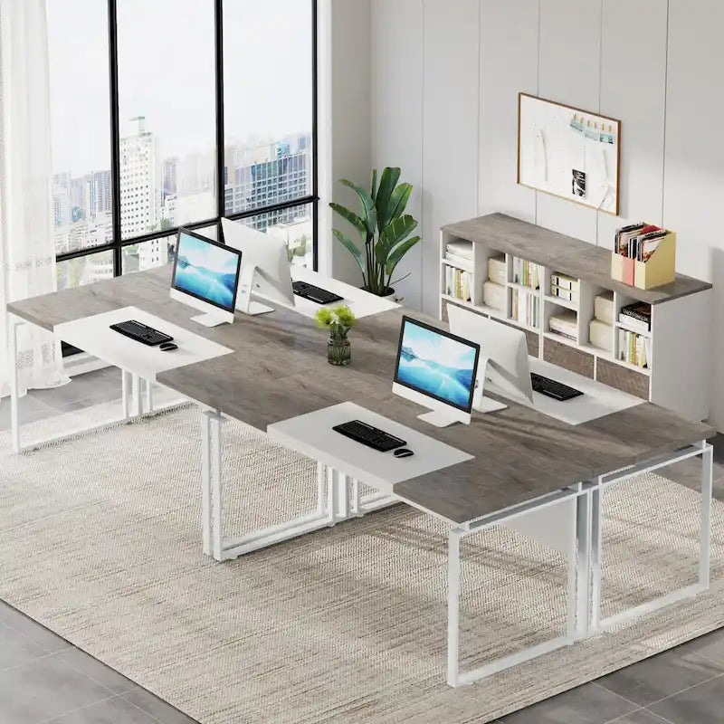 Bureau de direction en L de 63 pouces avec meuble de rangement réversible et tiroirs de rangement