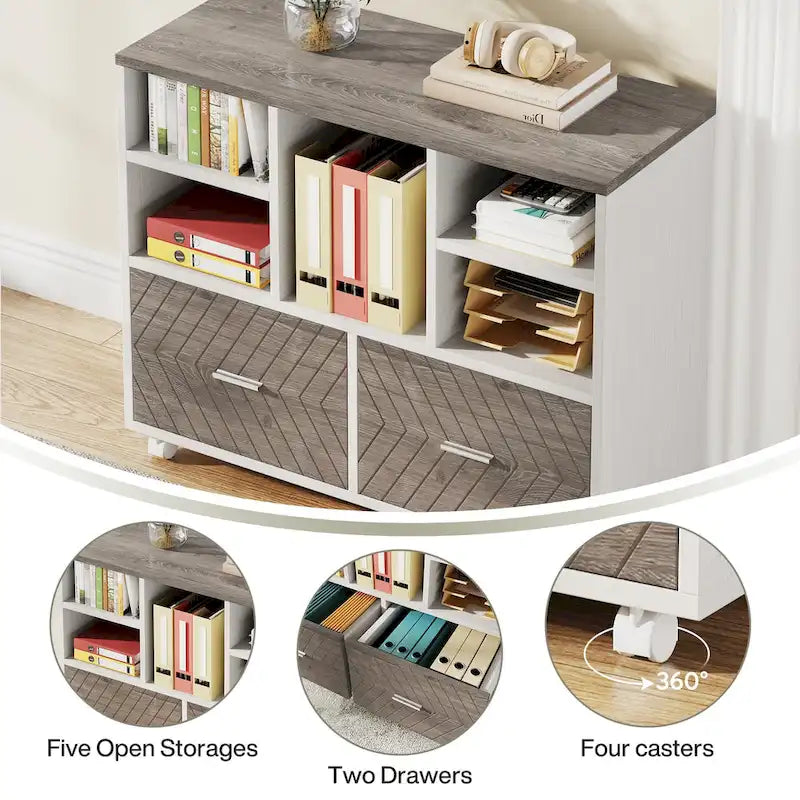 Bureau de direction en L de 63 pouces avec meuble de rangement réversible et tiroirs de rangement