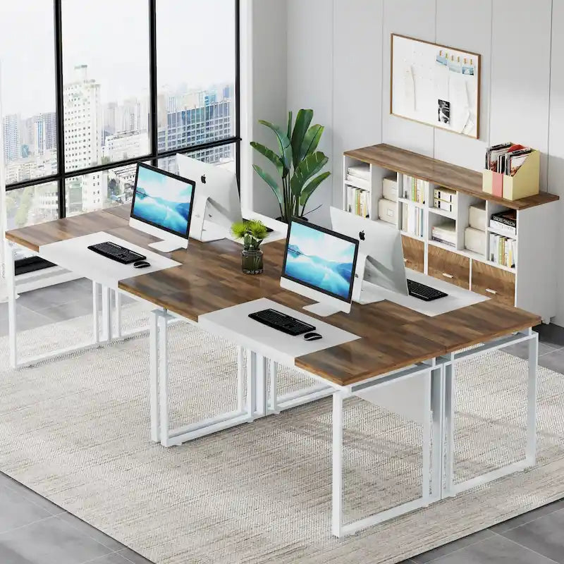 Bureau de direction en L de 63 pouces avec meuble de rangement réversible et tiroirs de rangement