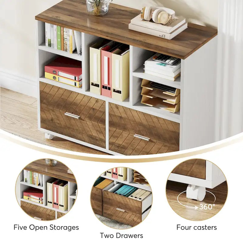 Bureau de direction en L de 63 pouces avec meuble de rangement réversible et tiroirs de rangement