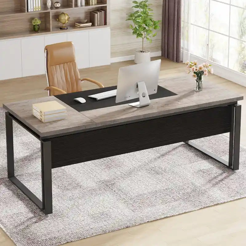 Bureau de direction en L de 63 pouces avec meuble de rangement réversible et tiroirs de rangement