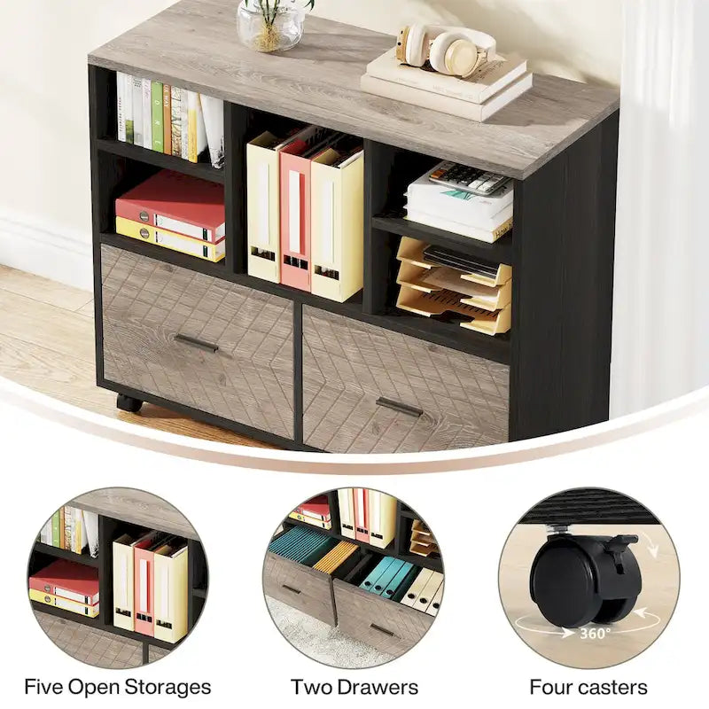 Bureau de direction en L de 63 pouces avec meuble de rangement réversible et tiroirs de rangement