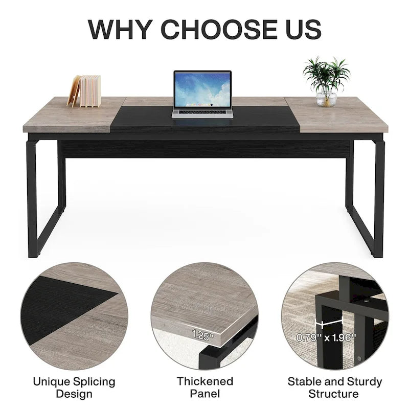 Bureau de direction en L de 63 pouces avec meuble de rangement réversible et tiroirs de rangement