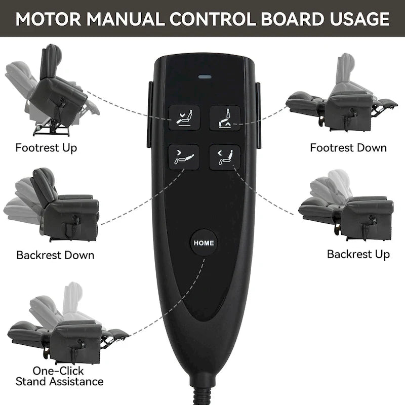 Fauteuil inclinable releveur électrique, Chaleur, Massage, Double moteur, Inclinaison infinie jusqu'à 158 kg, Mécanisme robuste avec ports USB