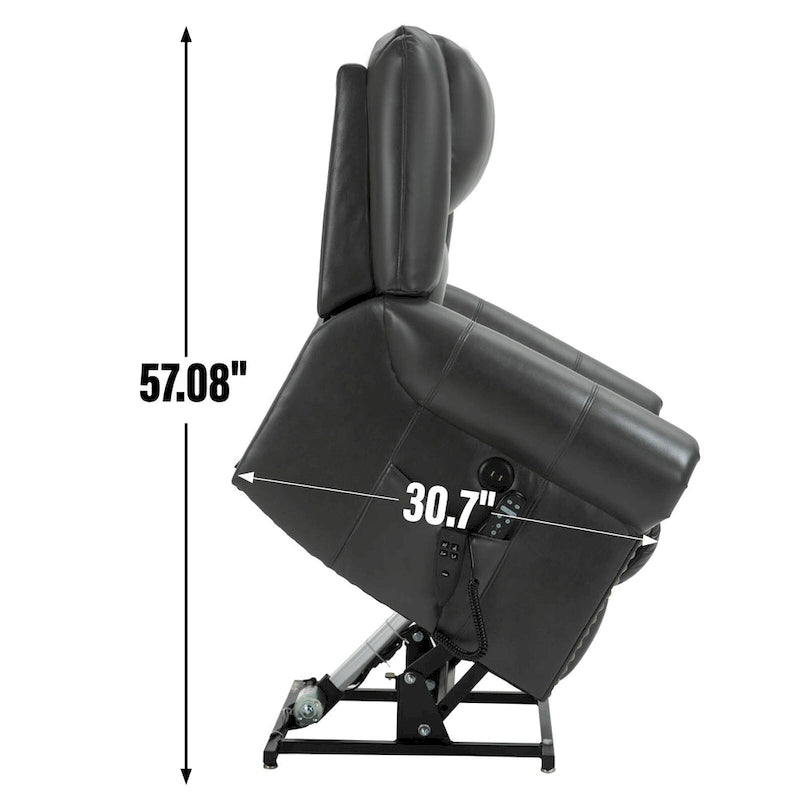 Fauteuil inclinable releveur électrique, Chaleur, Massage, Double moteur, Inclinaison infinie jusqu'à 158 kg, Mécanisme robuste avec ports USB