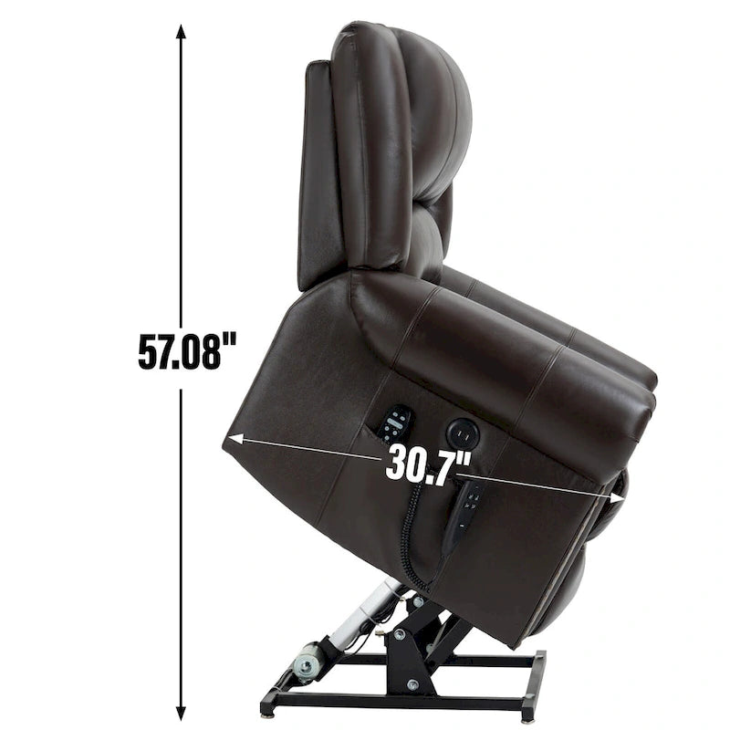 Fauteuil inclinable releveur électrique, Chaleur, Massage, Double moteur, Inclinaison infinie jusqu'à 158 kg, Mécanisme robuste avec ports USB
