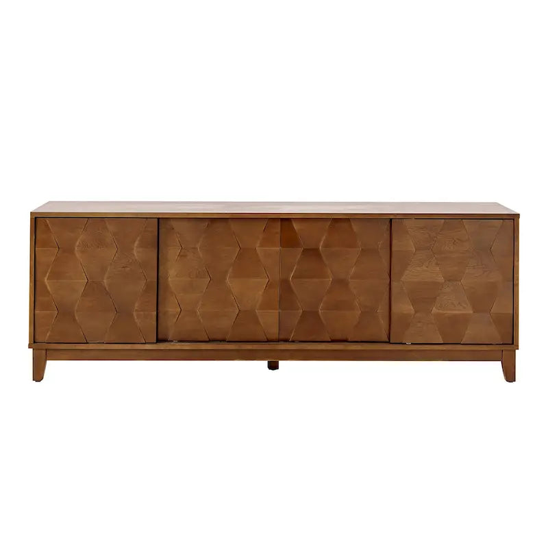 Meuble TV August Modern Media Console avec 2 tiroirs et portes coulissantes pour téléviseurs jusqu'à 78 po