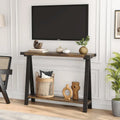 Table console de style rustique de 109,9 cm, table de canapé à 2 niveaux pour salon