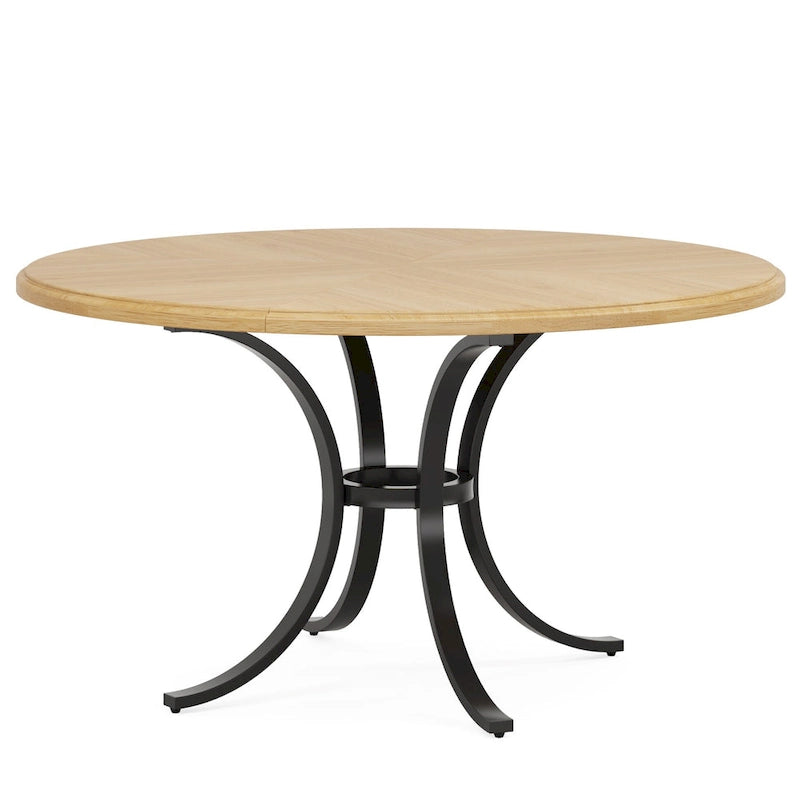Table à manger ronde pour 4-6 personnes, Table de cuisine en bois pour salle à manger