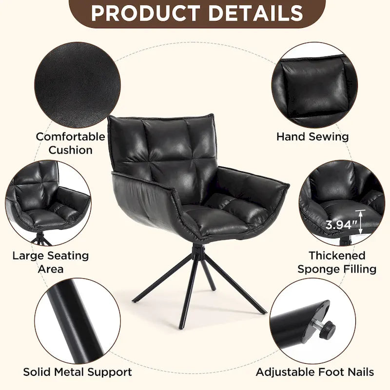 Fauteuil pivotant de bureau en similicuir - Chaise de bureau moderne