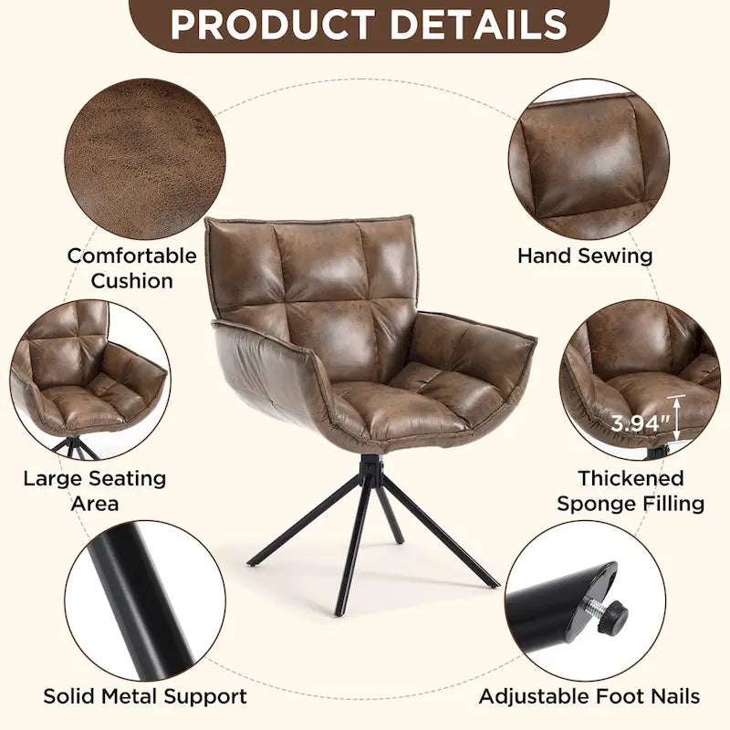 Fauteuil pivotant de bureau en similicuir - Chaise de bureau moderne