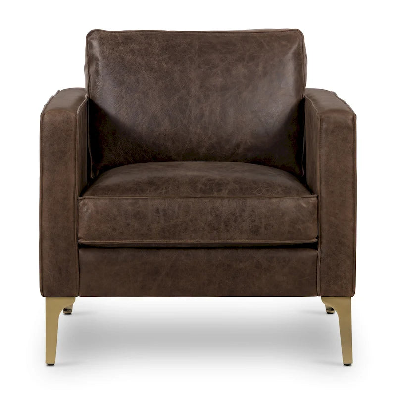 Fauteuil de salon - Cuir véritable pleine fleur italien