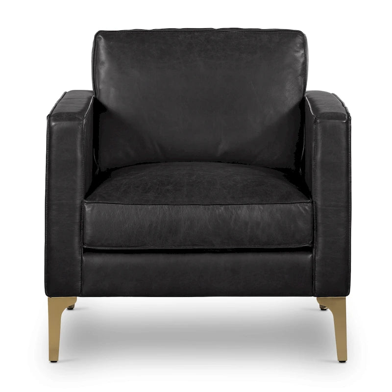 Fauteuil de salon - Cuir véritable pleine fleur italien