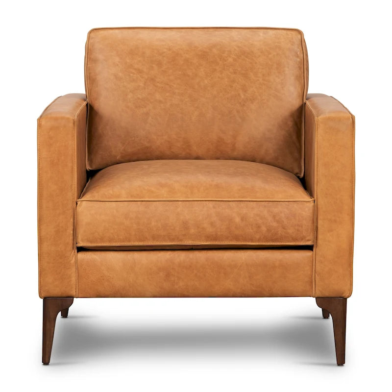Fauteuil de salon - Cuir véritable pleine fleur italien