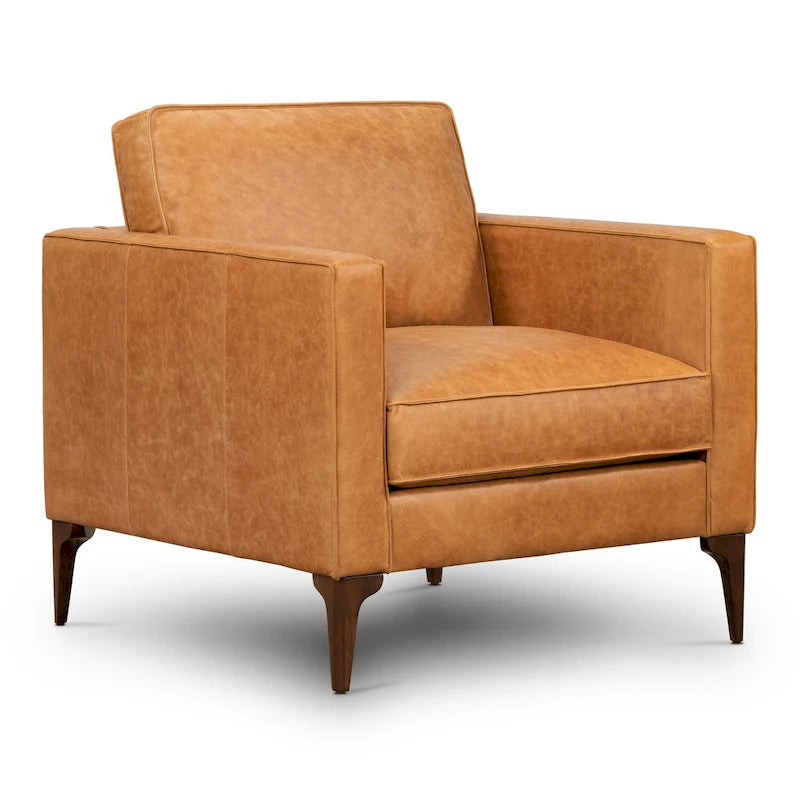 Fauteuil de salon - Cuir véritable pleine fleur italien