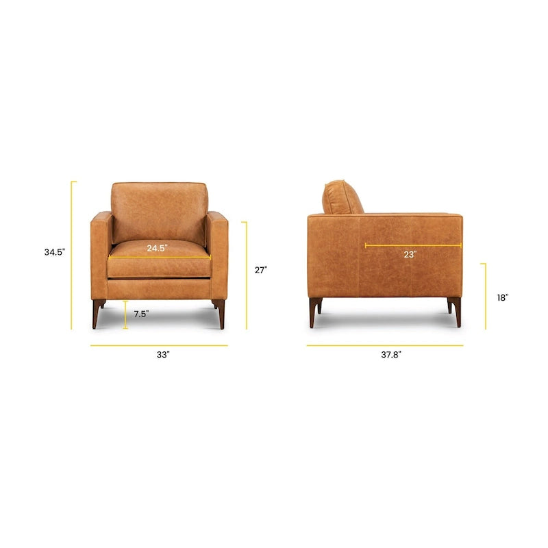Fauteuil de salon - Cuir véritable pleine fleur italien