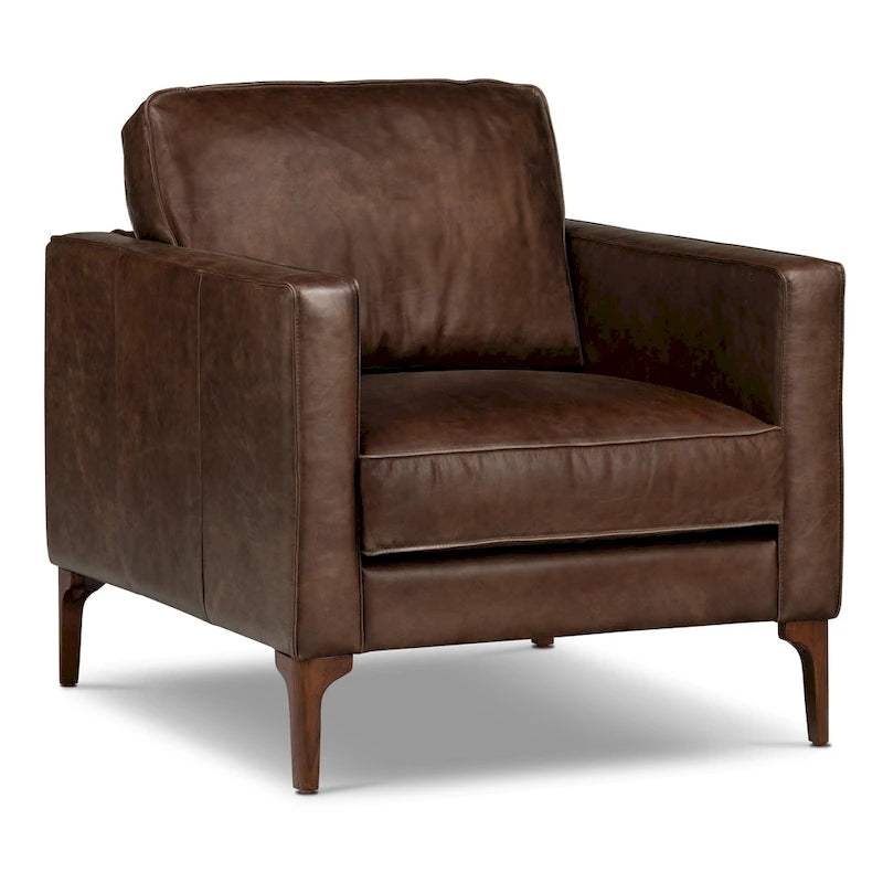 Fauteuil de salon - Cuir véritable pleine fleur italien
