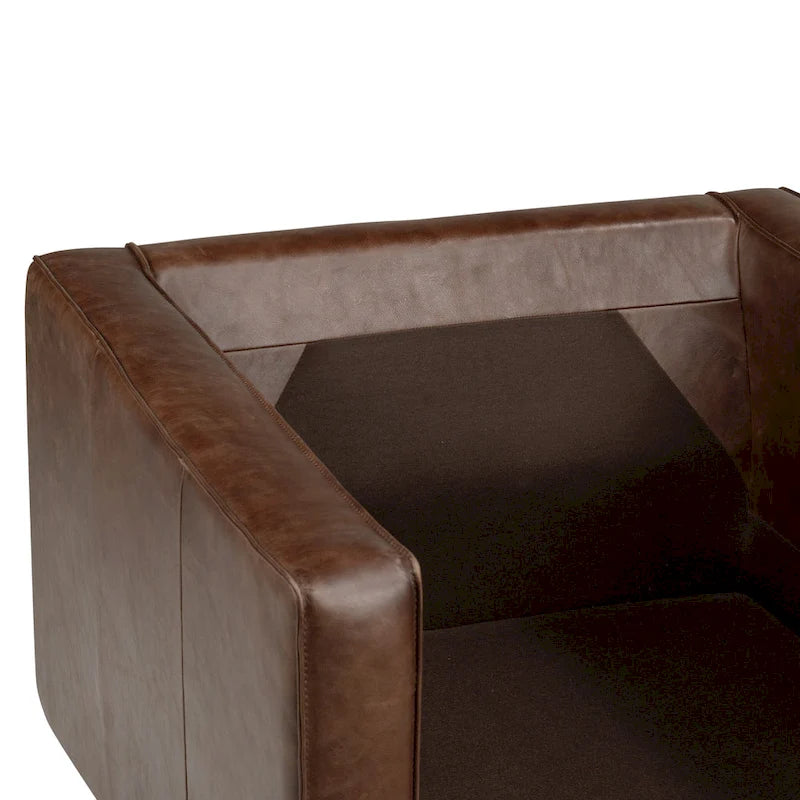 Fauteuil de salon - Cuir véritable pleine fleur italien