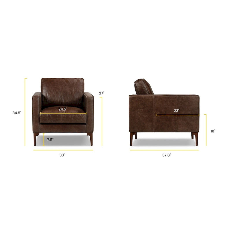 Fauteuil de salon - Cuir véritable pleine fleur italien