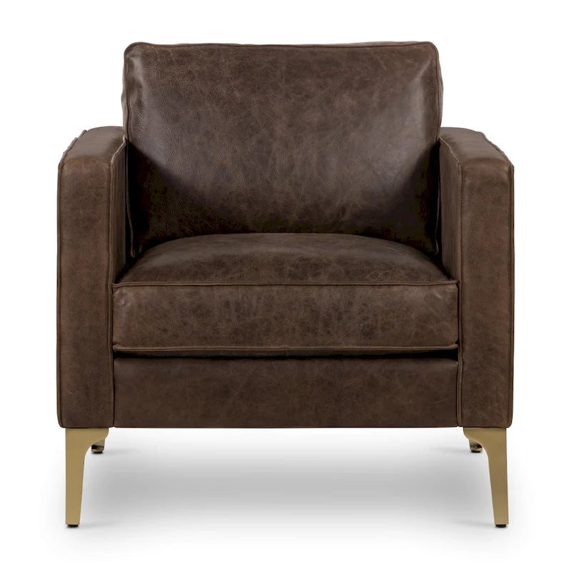Fauteuil de salon - Cuir véritable pleine fleur italien