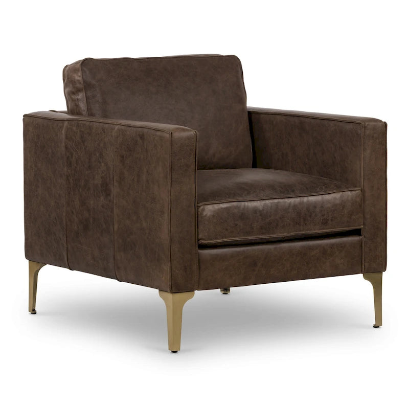 Fauteuil de salon - Cuir véritable pleine fleur italien