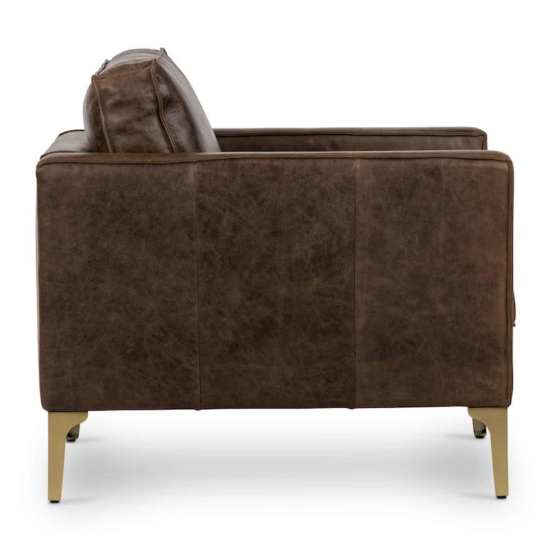 Fauteuil de salon - Cuir véritable pleine fleur italien