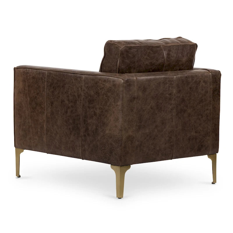 Fauteuil de salon - Cuir véritable pleine fleur italien