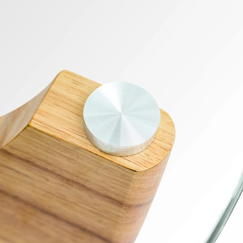 Table basse ronde en bois massif avec plateau en verre – 35,435,416