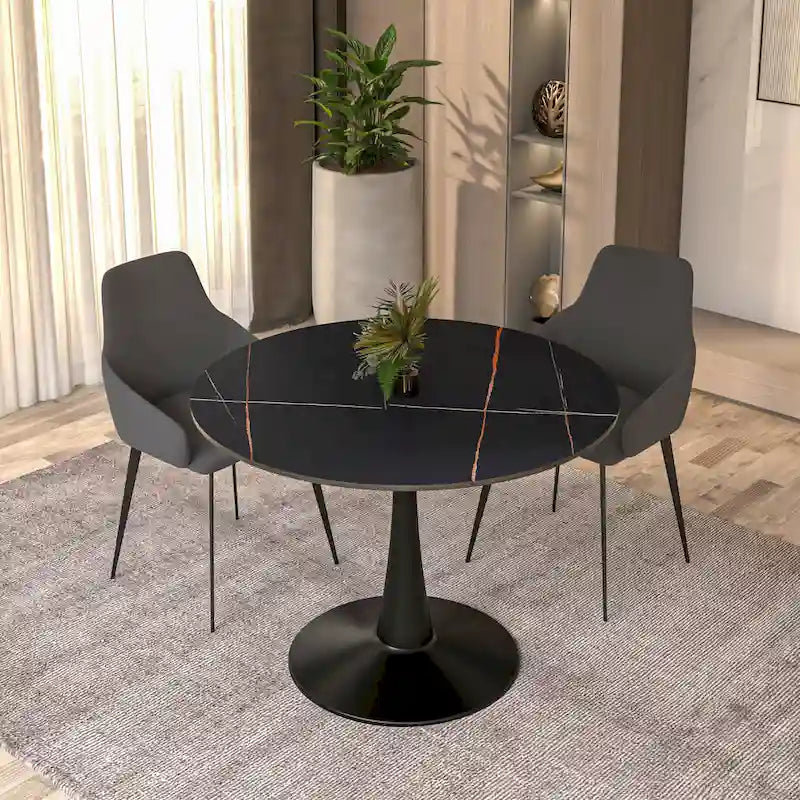 Table à Manger Ronde 40 Plateau en Pierre Frittée