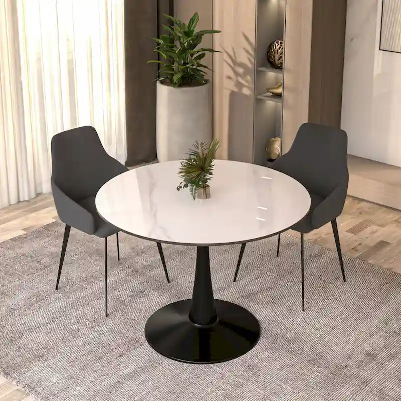 Table à Manger Ronde 40 Plateau en Pierre Frittée