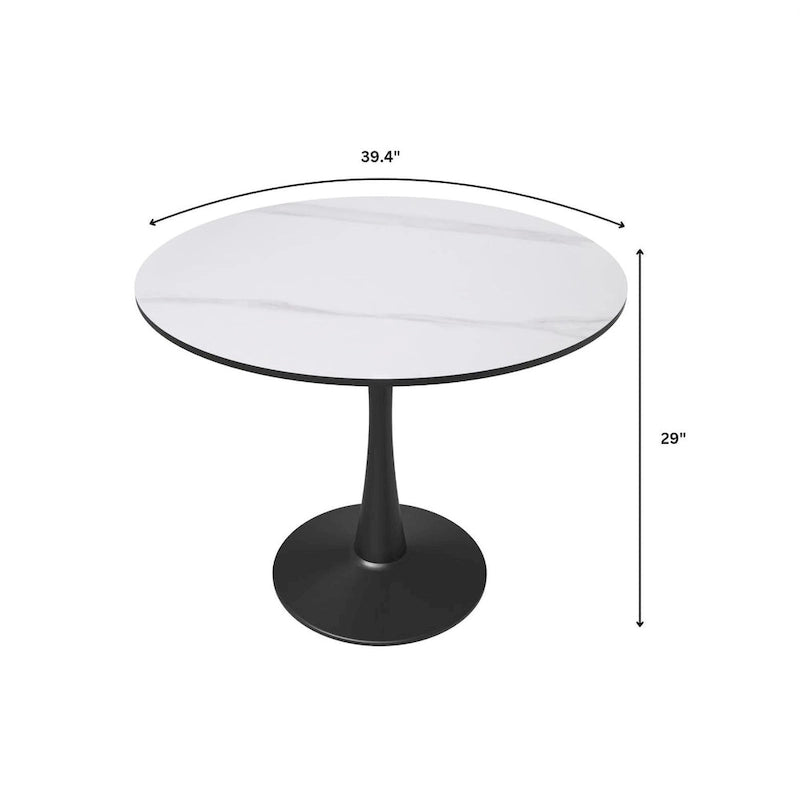 Table à Manger Ronde 40 Plateau en Pierre Frittée