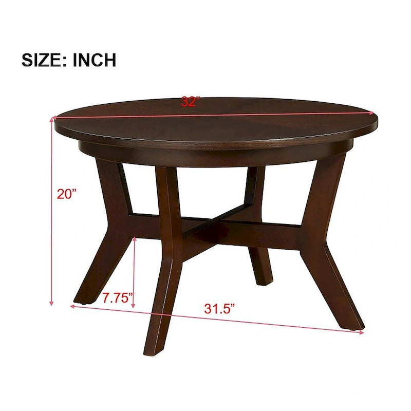 Table basse ronde en bois de 32 pouces