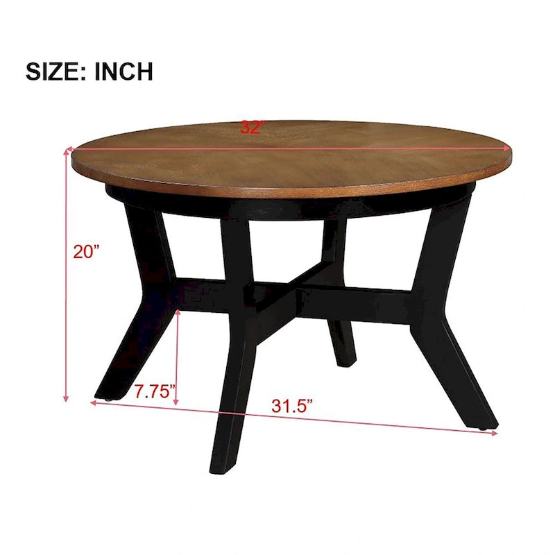 Table basse ronde en bois de 32 pouces