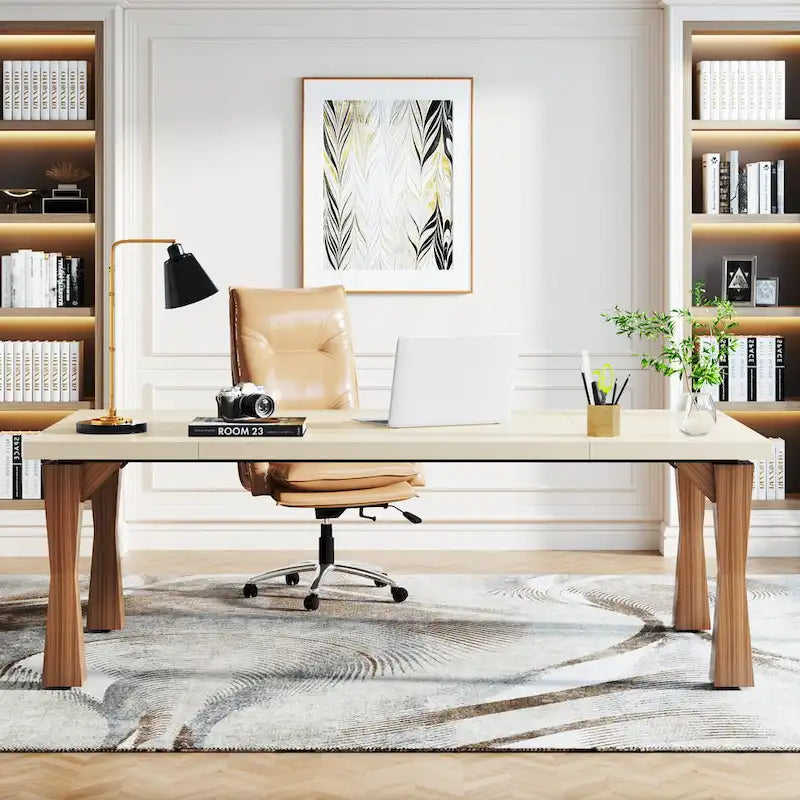 Bureau de direction, 180 cm L x 90 cm P Grand bureau, Bureau d'ordinateur moderne
