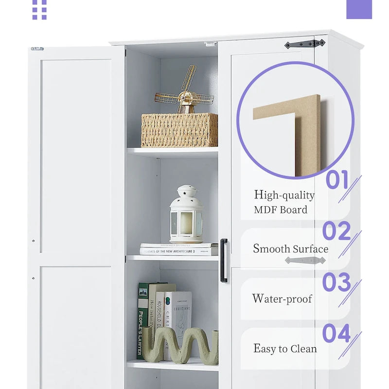 Meuble de rangement haut de salle de bain avec 2 portes, 1 tiroir et une étagère réglable