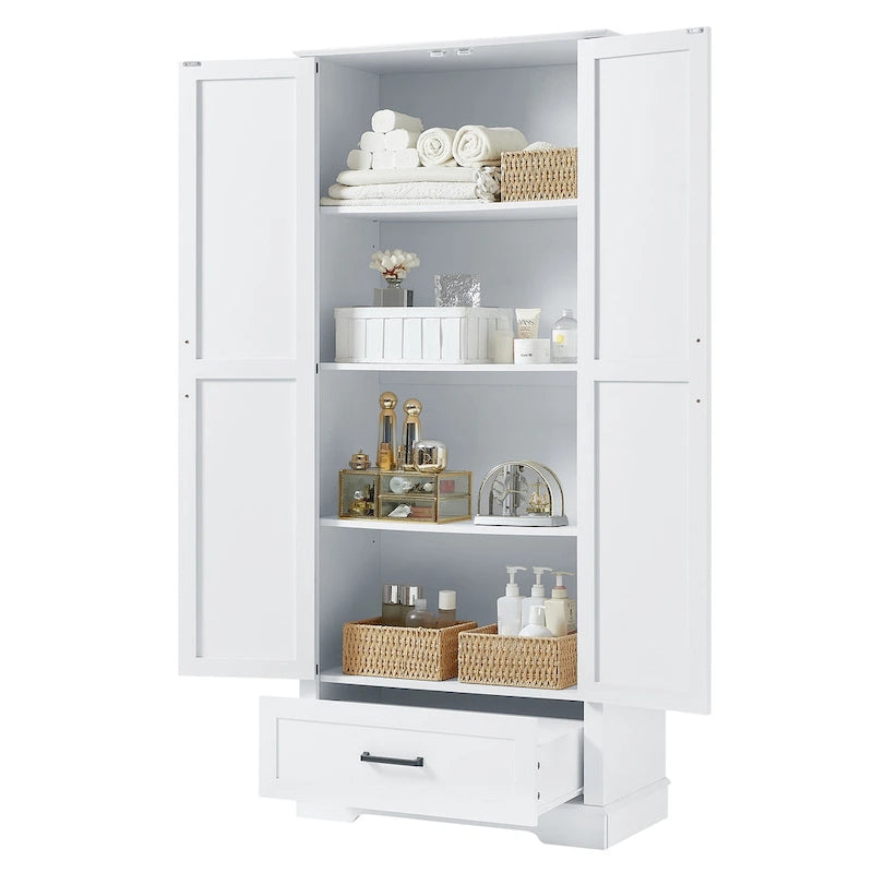 Meuble de rangement haut de salle de bain avec 2 portes, 1 tiroir et une étagère réglable