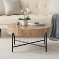 Table basse ronde avec deux tiroirs - Naturel